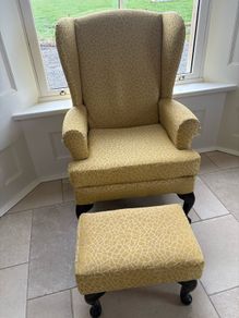 Queen Anne armchair and footstool