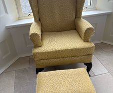 Queen Anne armchair and footstool