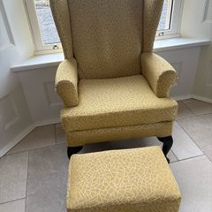 Queen Anne armchair and footstool