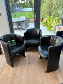 Rolf Benz Black Leather Dining Chairs (Set of 3)