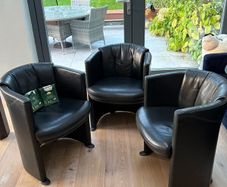 Rolf Benz Black Leather Dining Chairs (Set of 3)