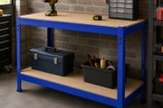Workbench Garage Table Metal Storage Shelving DIY Tools Heavy Duty Work Bench Workshop Shed