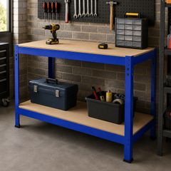 Workbench Garage Table Metal Storage Shelving DIY Tools Heavy Duty Work Bench Workshop Shed