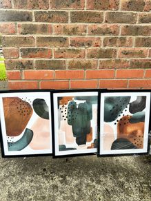 Set of 3 Framed Abstract Wall Art Prints