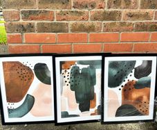 Set of 3 Framed Abstract Wall Art Prints