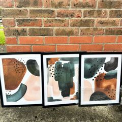 Set of 3 Framed Abstract Wall Art Prints