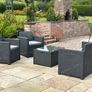 4-piece dark grey/black polyrattan-effect garden / patio furniture Image 2