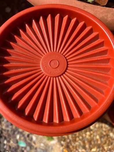 70s Tubberware Harvest Sunburst Orange nesting containers