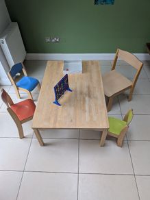 Kids Table + 4 Chairs (Different Heights) - Ideal for Siblings / Playroom