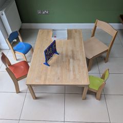 Kids Table + 4 Chairs (Different Heights) - Ideal for Siblings / Playroom