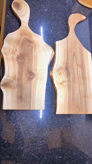 Handmade Cherry Wood Charcuterie Boards - 60cm - Live Edge - Set of 2