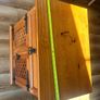 Pine Press / Cabinet with Top Drawer and Hinged Door Storage Area & Old Style Iron Strap Hinges & Pull Latches.         24" / 61cm High, Image 5
