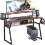 Gaming Desk, Computer Desk with Large Monitor Stand and Open Shelf, PC Laptop Gamer Table Workstation with Cup Holder, Headphone Hook, 2 Speaker Stand for Home Office MULTIPLE COLOURS AVAILABLE (FREE POSTAGE) Image 4