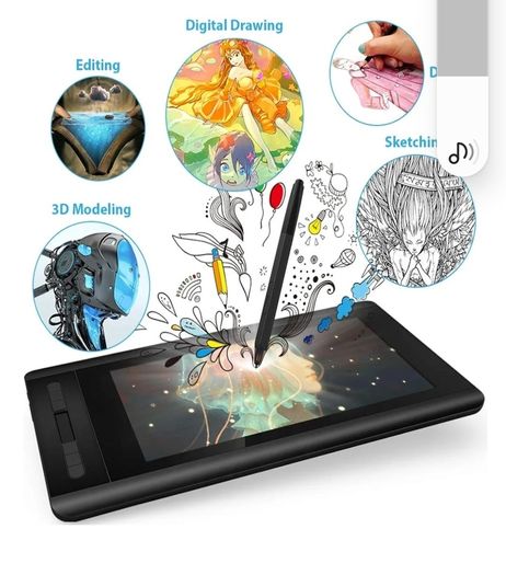 TaXP-PEN Artist 12 Graphic Tablet with 11.6 Inch Screen with Passive Stylus 8192 Levels with 6 Shortcuts and 1 Touch Bar Compatible with Windows and Mac
