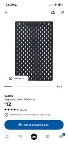 SKADIS Pegboard, black, 36x56 cm