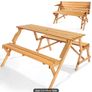 2 in 1 Picnic Table Bench Convertible Foldable Wooden Garden Patio Seating 4 Seater Image 2