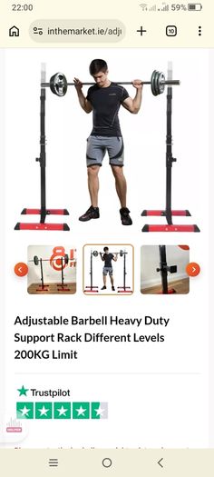 Barbell support rack adjustable