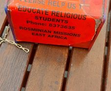 Charity box with chain,discontinued ,see pictures for condition used ,,