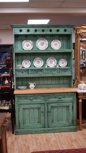 Vintage Irish Pine Kitchen Dresser Artist Upcycled