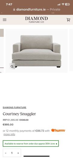 BRAND NEW HALF PRICE Diamond living Courtney Snuggler