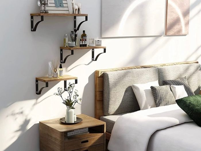 Floating Shelves Wall Mounted Shelf, Paulownia Wood Wall Shelves, Wooden Shelves Set of 3 for Bedroom, Bathroom, Living Room, Kitchen, Home Office, Laundry room,etc (FREE POSTAGE)