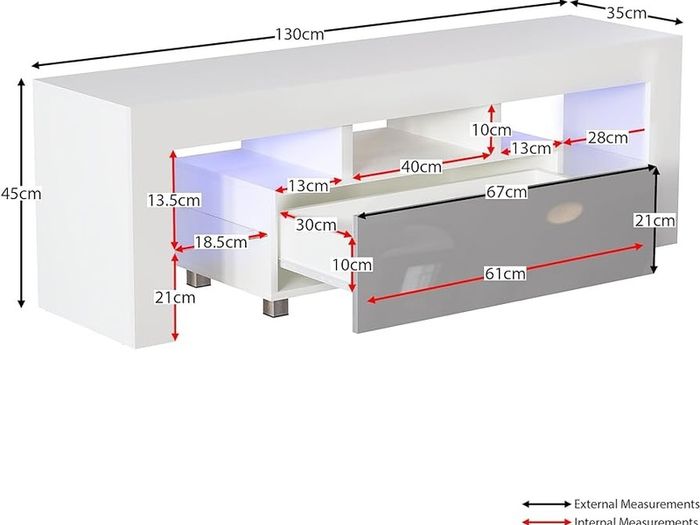 Modern Stylish Tv Cabinet With Led Lights Multiple Colours Available (free Postage)