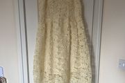 Pale yellow lace midi dress