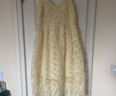 Pale yellow lace midi dress