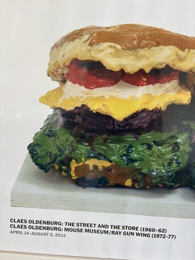 A Framed Print of Claes Oldenburg's iconic Pop Art sculpture "Two Cheeseburgers, with Everything (Dual Hamburgers)