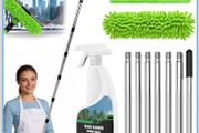 3M Window Cleaning Equipment with 400ML Window Cleaner, 2 in 1 Window Cleaning Kit with Window Squeegee and Microfiber Cloth for Indoor/Outdoor High Window