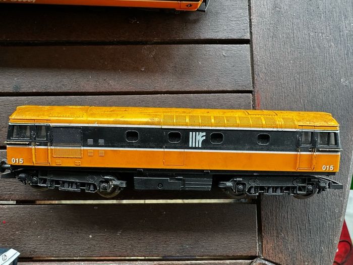 Vintage Lima train approximately 50 years old Irish Railway Models OO gauge model of a CIE A Class (001 Class) diesel locomotive numbered 015 in the distinctive black and yellow InterCity/CIE livery  hornby train