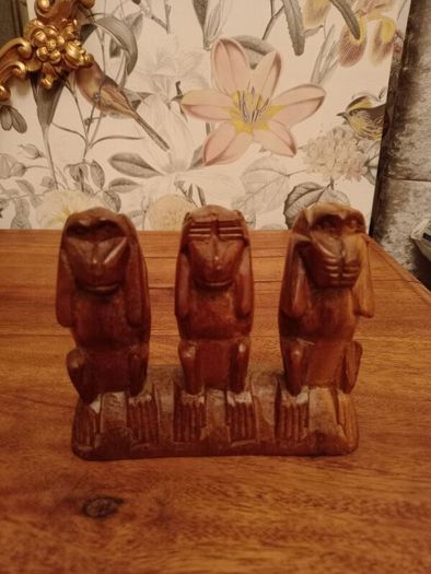 Vintage Hand Carved 3 Wise Monkeys