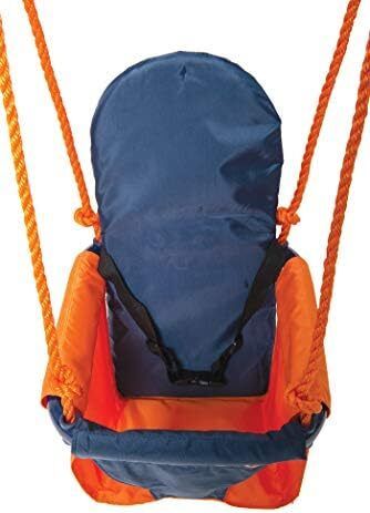 Folding Baby Swing Set | Age 6-36 Months | Outdoor Garden or Home Play Equipment Children | Adjustable Kids Playground | Toddler Toy Chair High Back, Blue/Orange