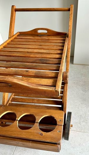 Wooden serving trolley