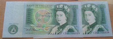 England. 2 x consecutive Somerset pound notes