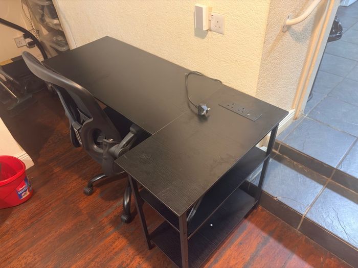 Desk and chair.