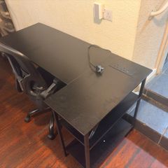 Desk and chair.