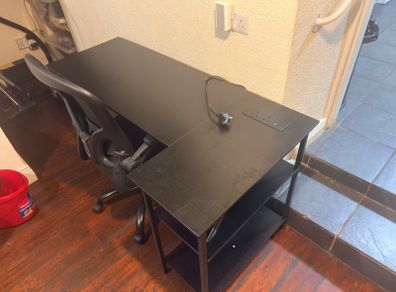 Desk and chair.