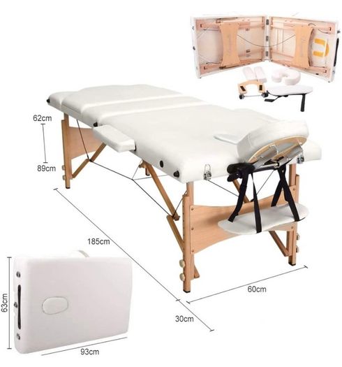 Portable Massage Bed Table - 3-Section Foldable Beauty Couch for Reiki Therapy Treatment Salon Healing - Metal Headrest Support/Carry Bag (FREE POSTAGE)