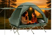 2 Persons Pop-Up Tent  Camp Bed  With Camping Lounger  Green