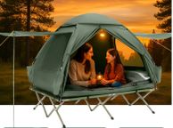 main image for ad 2 Persons Pop-Up Tent  Camp Bed  With Camping Lounger  Green