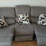 3 Seater Grey Suede Fabric Reclining Sofa - Bradford Image 3