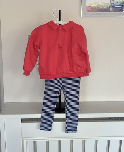 Baby Girls Red Sweater & Navy & White Leggings from Marks & Spencer