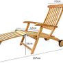 Wooden sun lounger  Deckchair with Wheels Backrest Adjustable Teak Wood SVLK Certified Footrest Folding Deck Chair Garden Lounger Sun Lounger Image 2