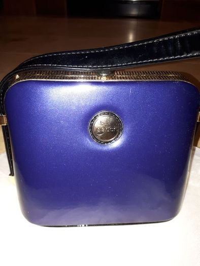 Navy Patent PEACH Handbag