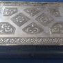 Book-shaped silver jewellery box with purple velvet lining Image 2