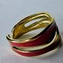 Double Layer Geometric Red & Gold Open Ring Image 2