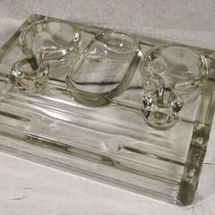 Antique Heavy Glass Double Inkwell Font & Fountain Pen Holder Calligraphy FK3039