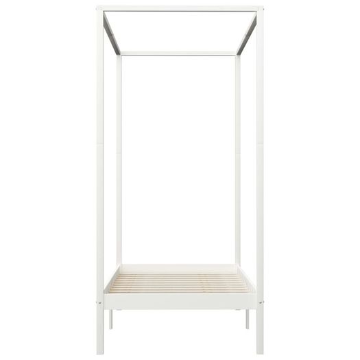 Canopy Bed Frame with 2 Drawers White Solid Pine Wood 100x200cm