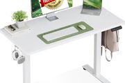 Standing Desk, Small Height Adjustable Desk with 3 Memory Heights 100cm Electric Sit Stand Table for Home Office Workstation, Compact Rising Computer Table for Small Spaces, White